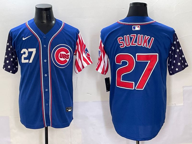 Men 2025 Chicago Cubs #27 Suzuki Blue National Flags Nike MLB Jersey style 3->chicago cubs->MLB Jersey